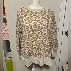 Aerie Leopard Print Women's Sweatshirt Cotton Blend Top